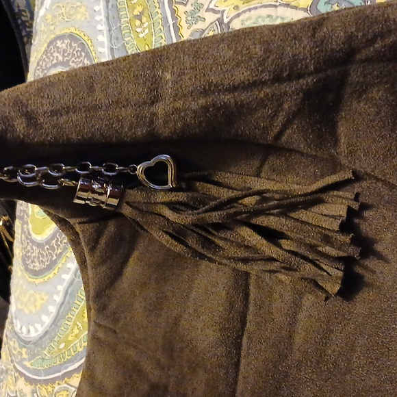 Bella Russo Brown Faux Suede Slouched Purse Green - Picture 3 of 7